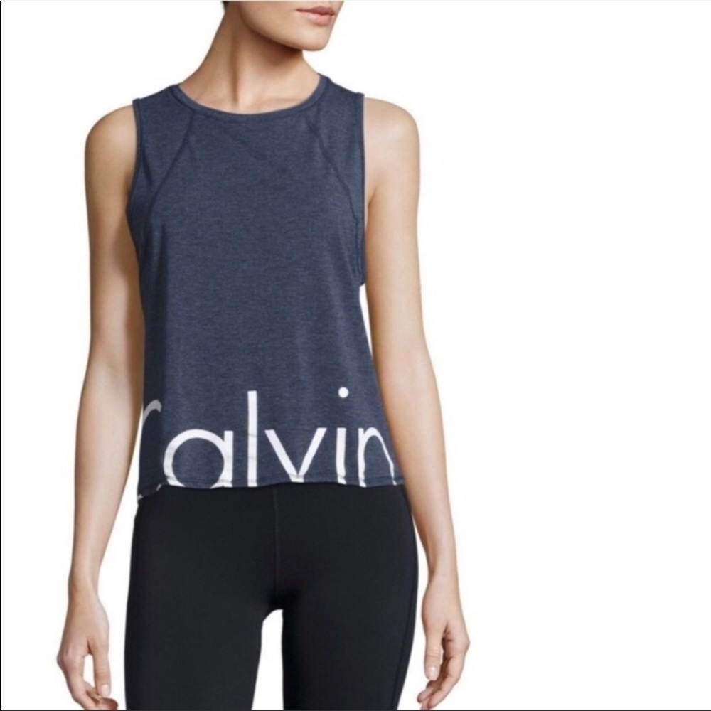 Calvin Klein Performance Logo Tank Top Gray XS